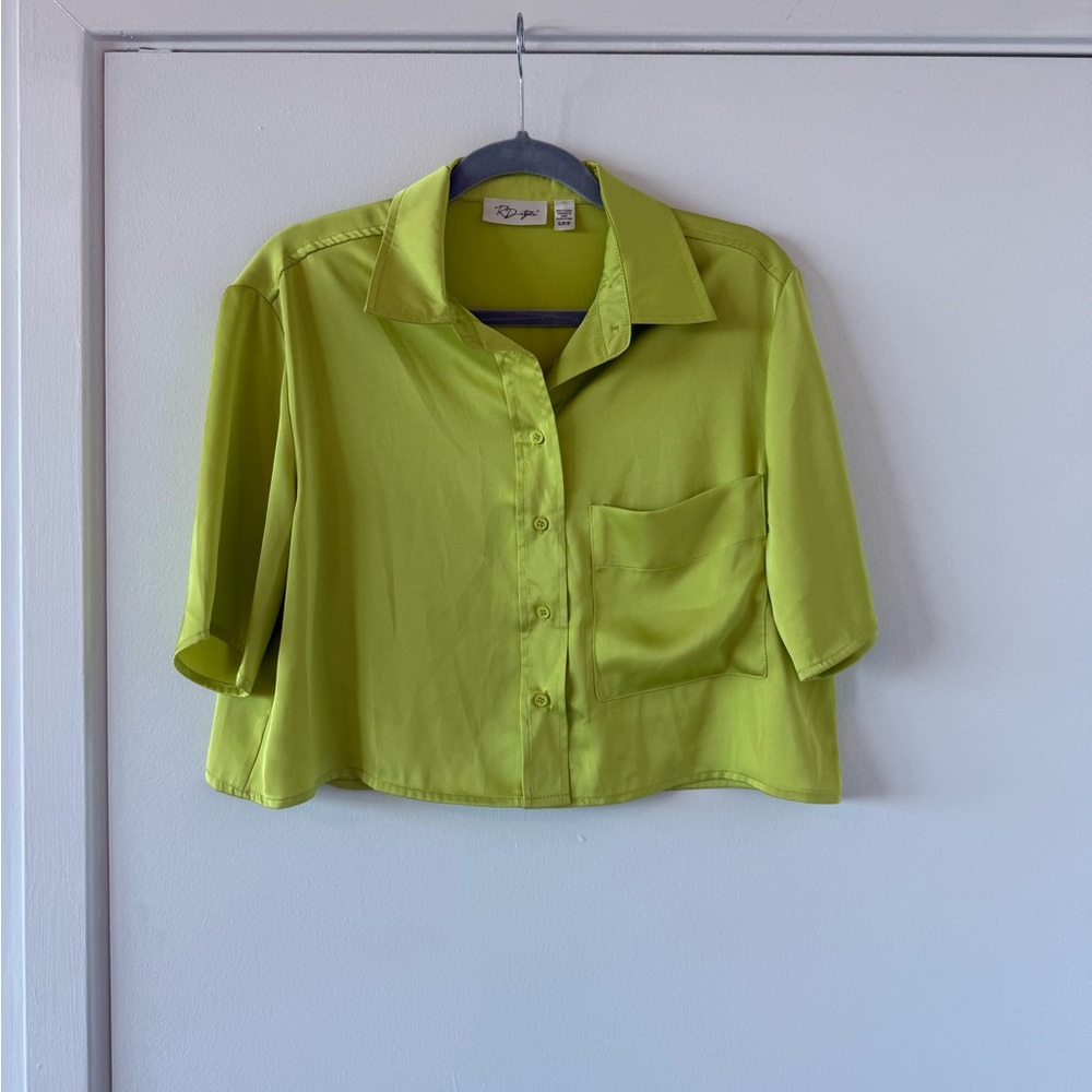 RD Style Lime Button-Down Women's Shirt
